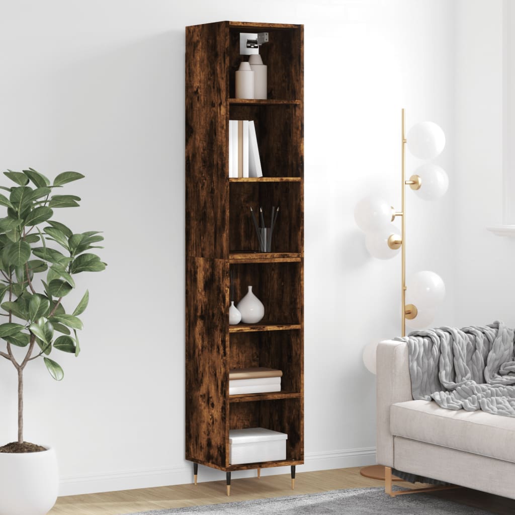 Berkfield Highboard Smoked Oak 34.5x32.5x180 cm Engineered Wood