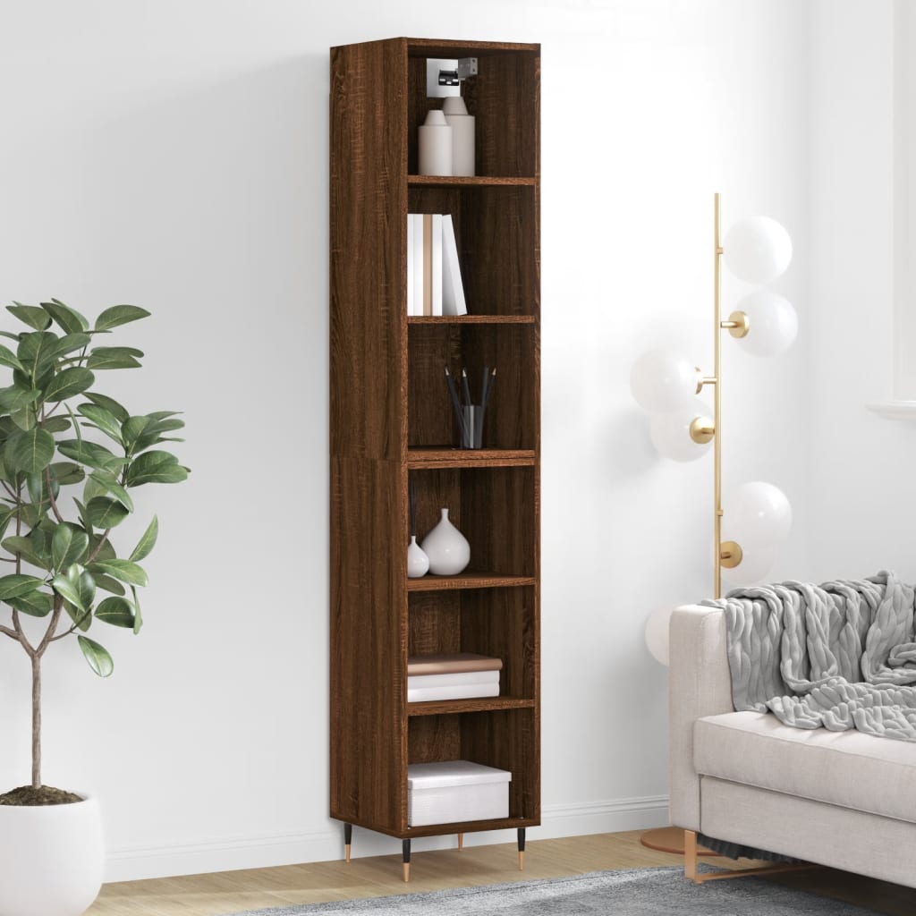 Berkfield Highboard Brown Oak 34.5x32.5x180 cm Engineered Wood