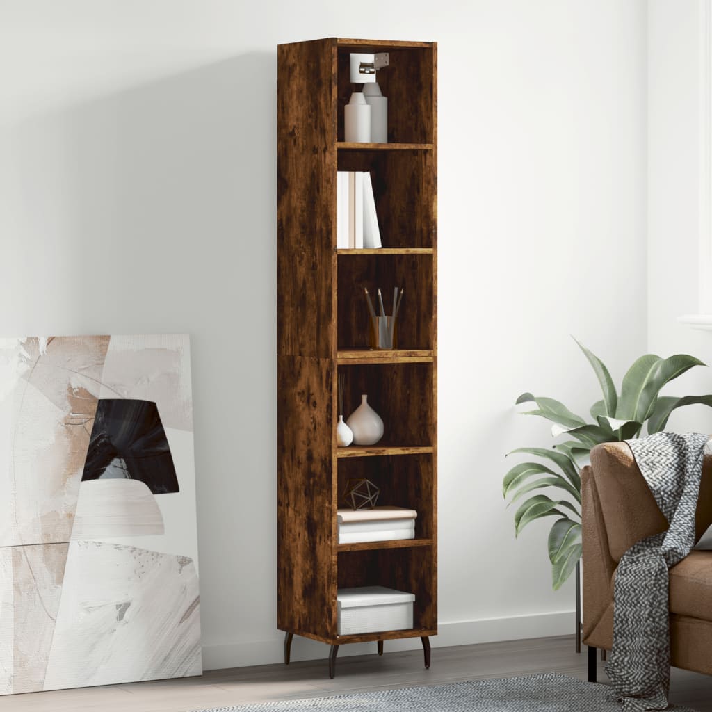 Berkfield Highboard Smoked Oak 34.5x32.5x180 cm Engineered Wood