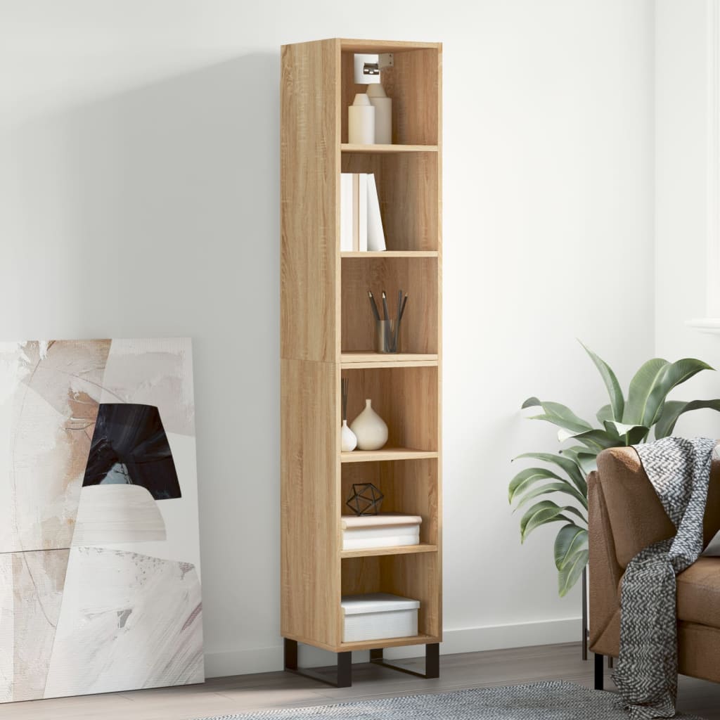 Berkfield Highboard Sonoma Oak 34.5x32.5x180 cm Engineered Wood
