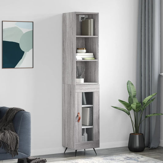 Berkfield Highboard Grey Sonoma 34.5x34x180 cm Engineered Wood