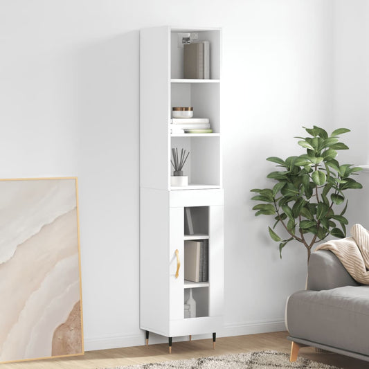 Berkfield Highboard High Gloss White 34.5x34x180 cm Engineered Wood