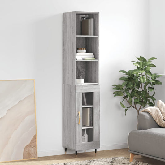 Berkfield Highboard Grey Sonoma 34.5x34x180 cm Engineered Wood