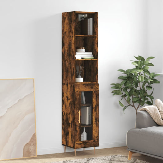 Berkfield Highboard Smoked Oak 34.5x34x180 cm Engineered Wood