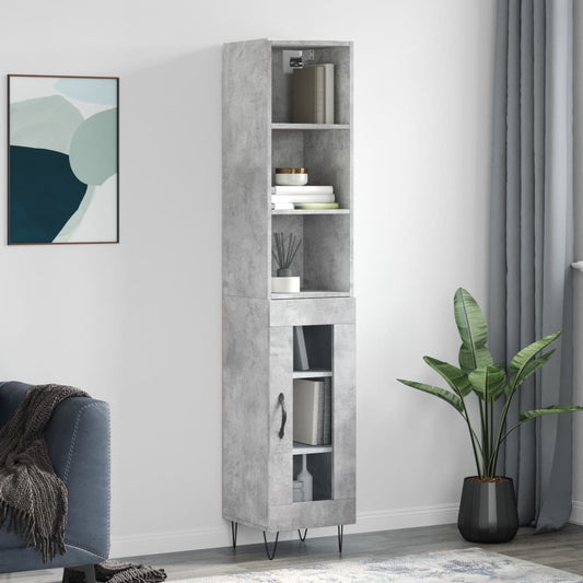 Berkfield Highboard Concrete Grey 34.5x34x180 cm Engineered Wood