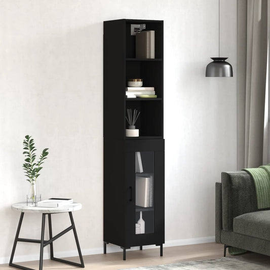 Berkfield Highboard Black 34.5x34x180 cm Engineered Wood