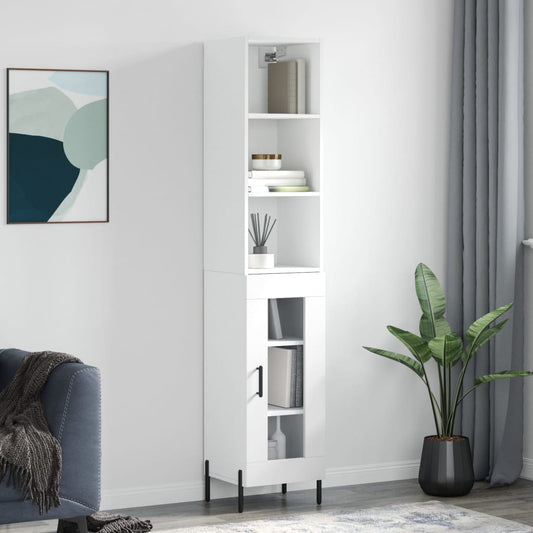 Berkfield Highboard White 34.5x34x180 cm Engineered Wood