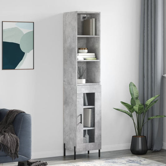 Berkfield Highboard Concrete Grey 34.5x34x180 cm Engineered Wood