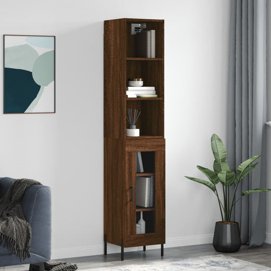 Berkfield Highboard Brown Oak 34.5x34x180 cm Engineered Wood