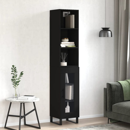 Berkfield Highboard Black 34.5x34x180 cm Engineered Wood