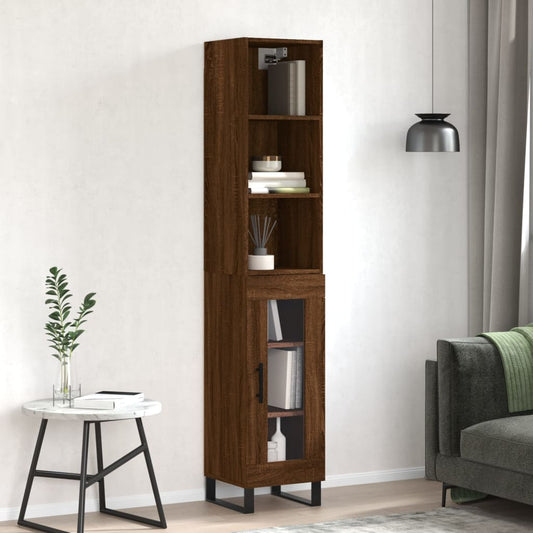 Berkfield Highboard Brown Oak 34.5x34x180 cm Engineered Wood
