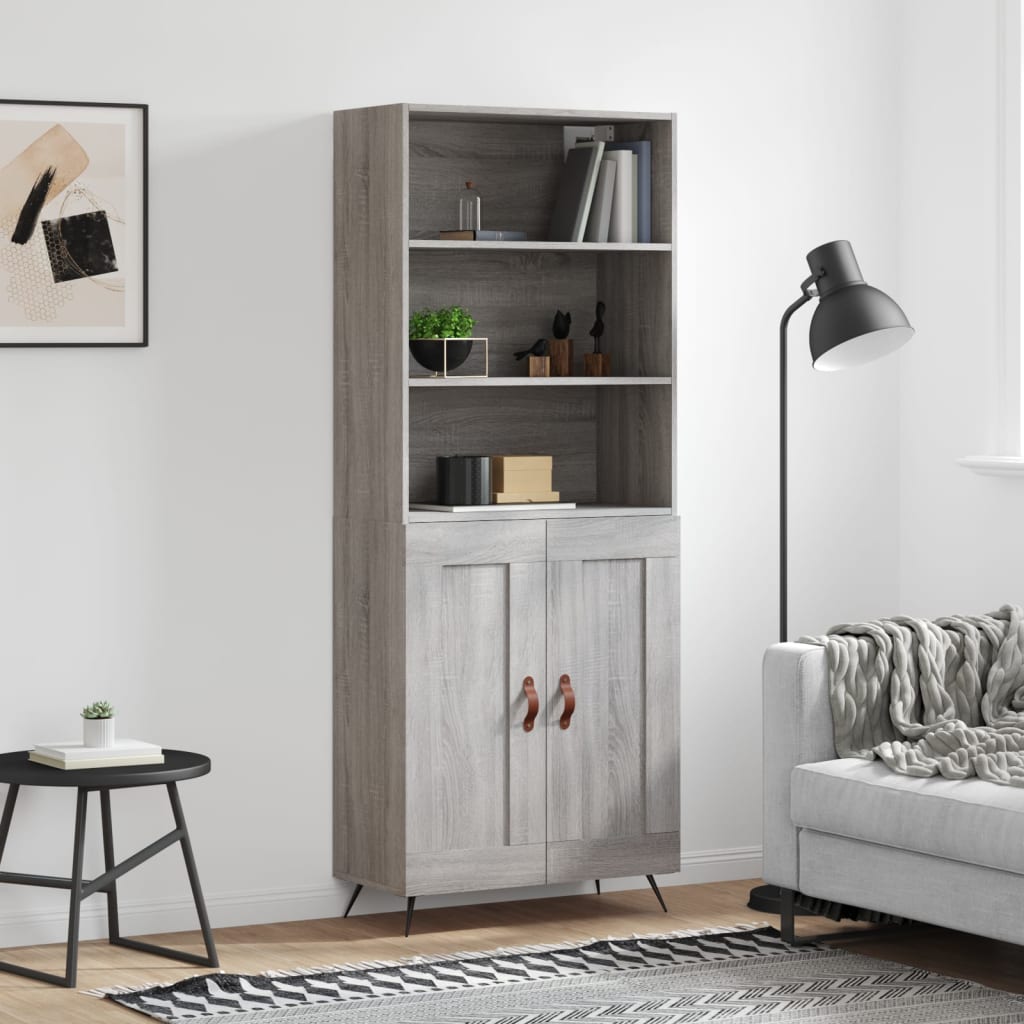 Berkfield Highboard Grey Sonoma 69.5x34x180 cm Engineered Wood
