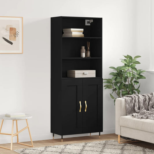 Berkfield Highboard Black 69.5x34x180 cm Engineered Wood