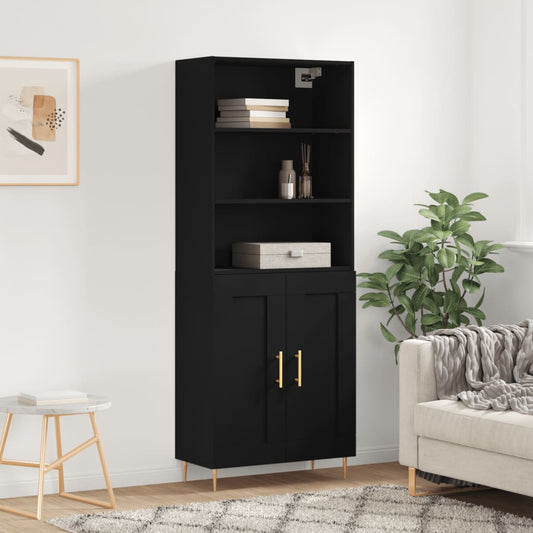 Berkfield Highboard Black 69.5x34x180 cm Engineered Wood