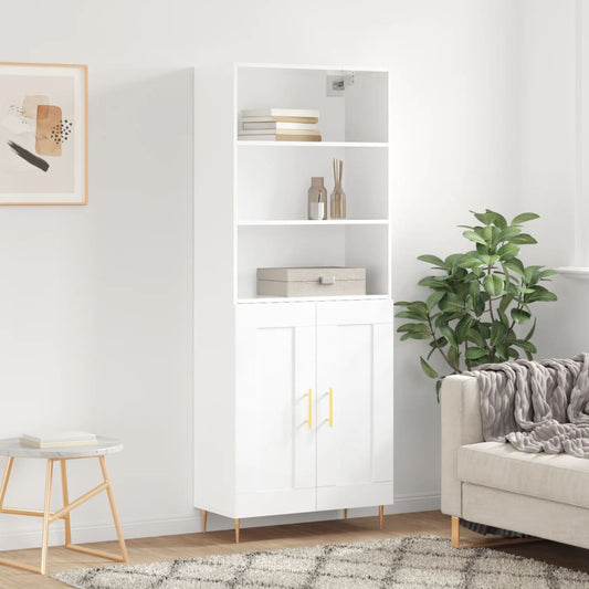 Berkfield Highboard High Gloss White 69.5x34x180 cm Engineered Wood