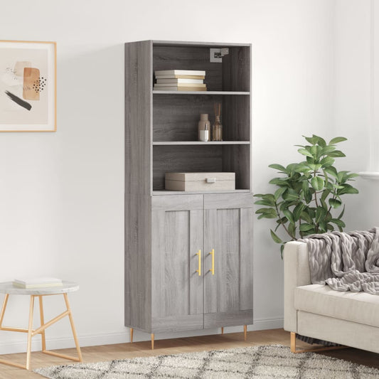 Berkfield Highboard Grey Sonoma 69.5x34x180 cm Engineered Wood
