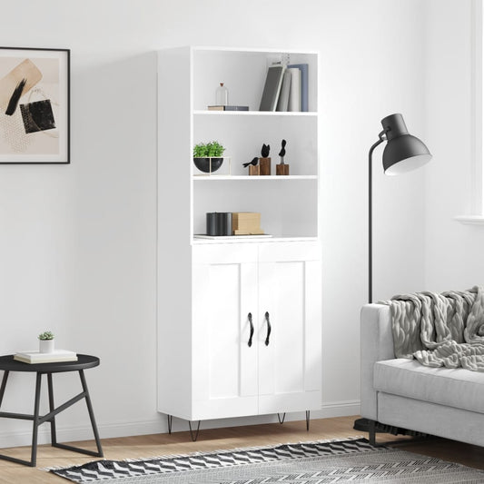 Berkfield Highboard High Gloss White 69.5x34x180 cm Engineered Wood