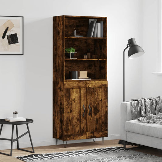 Berkfield Highboard Smoked Oak 69.5x34x180 cm Engineered Wood