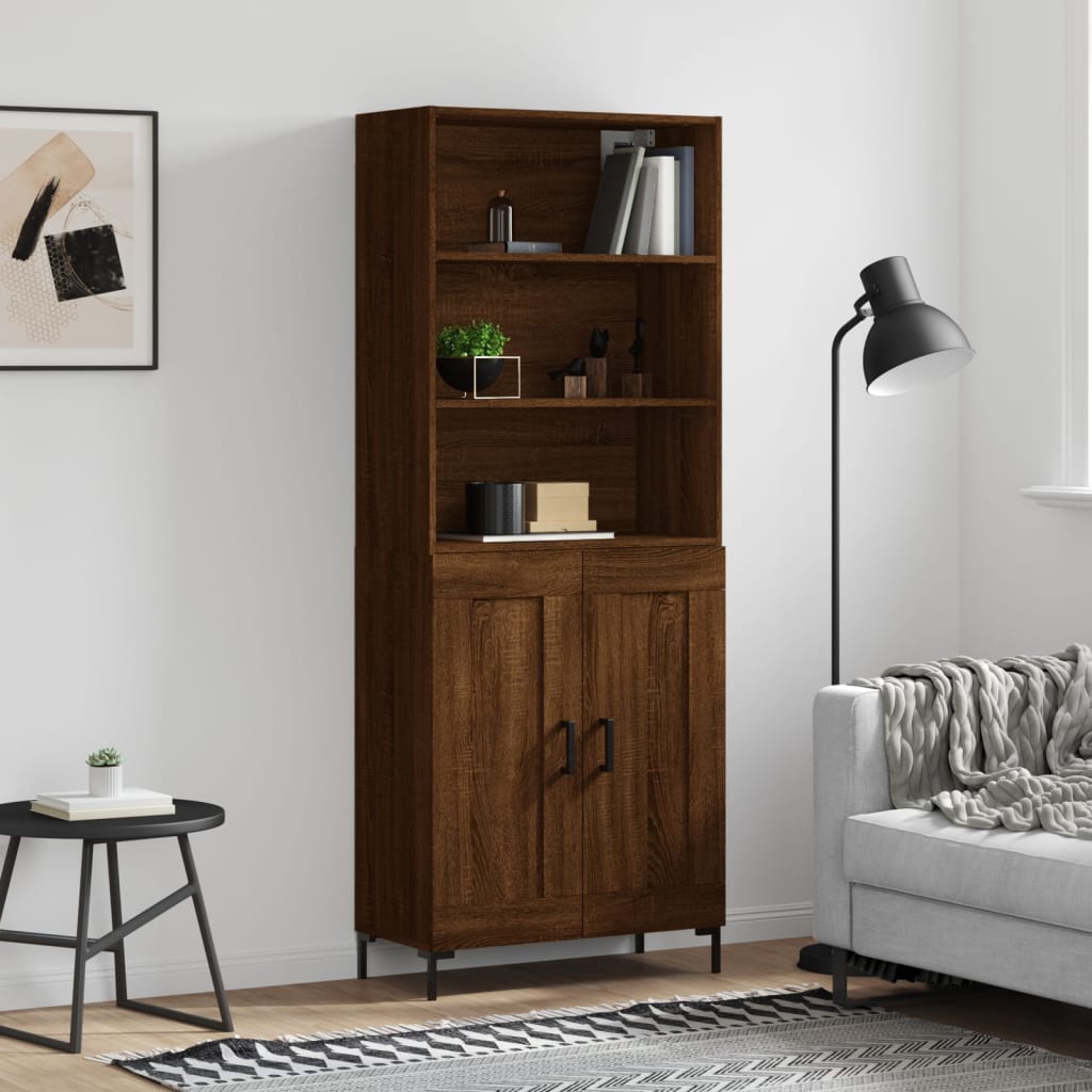 Berkfield Highboard Brown Oak 69.5x34x180 cm Engineered Wood