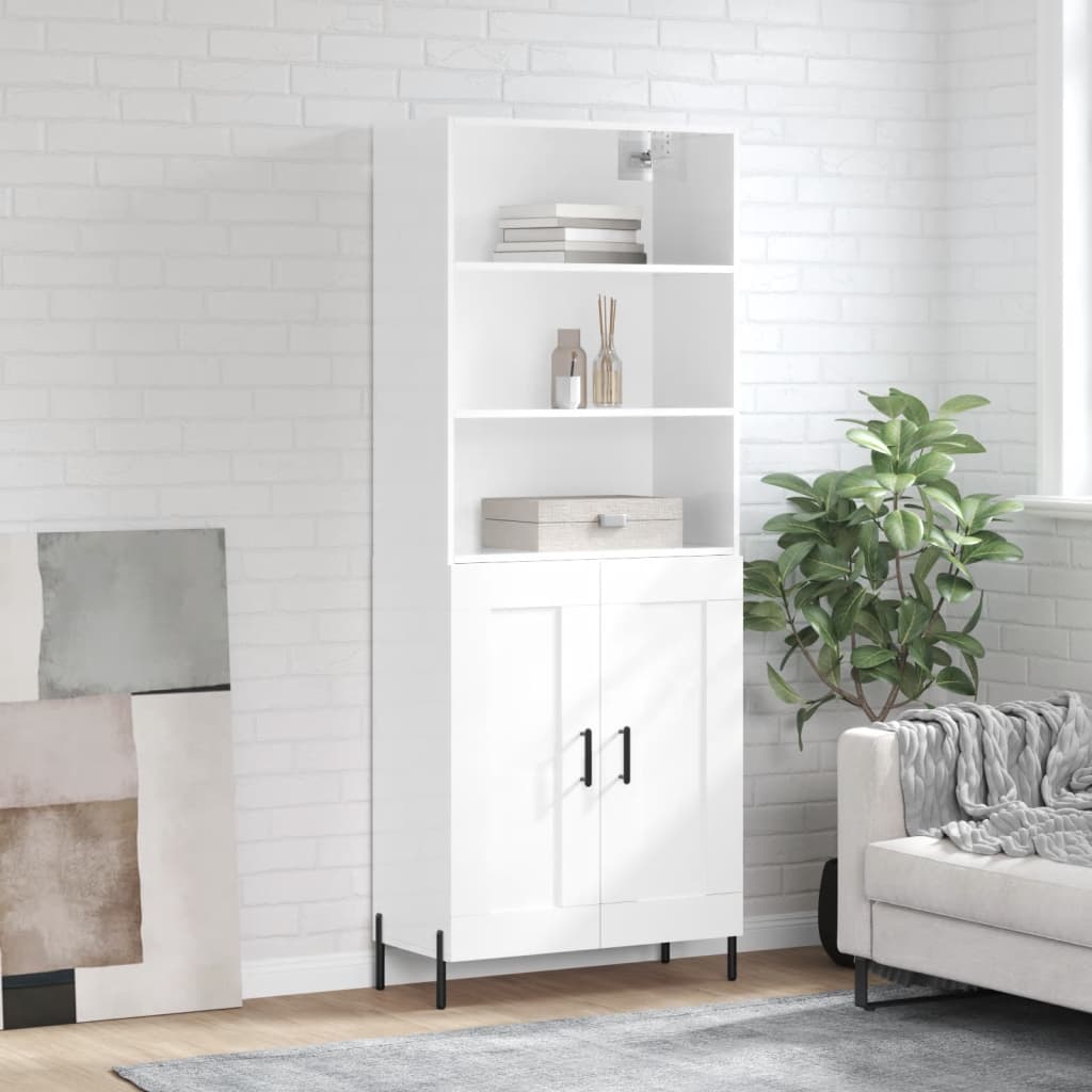 Berkfield Highboard High Gloss White 69.5x34x180 cm Engineered Wood
