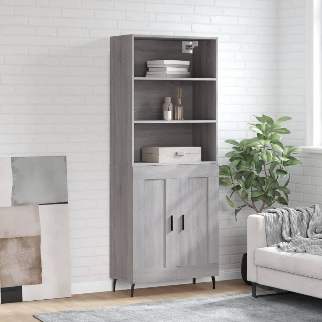 Berkfield Highboard Grey Sonoma 69.5x34x180 cm Engineered Wood