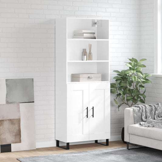 Berkfield Highboard High Gloss White 69.5x34x180 cm Engineered Wood