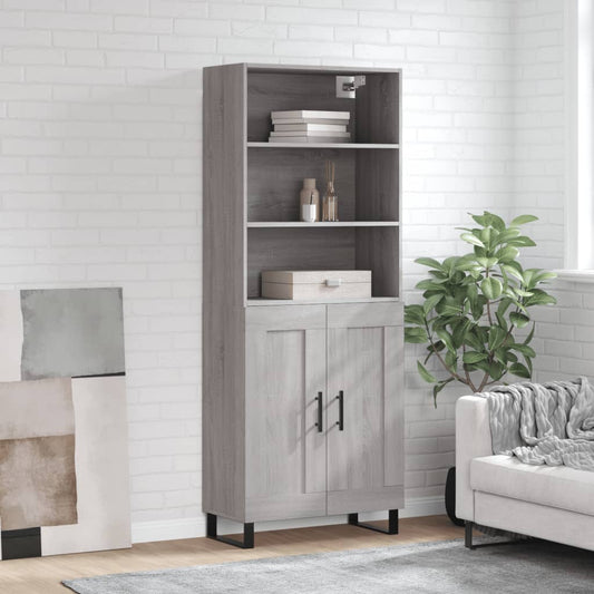 Berkfield Highboard Grey Sonoma 69.5x34x180 cm Engineered Wood
