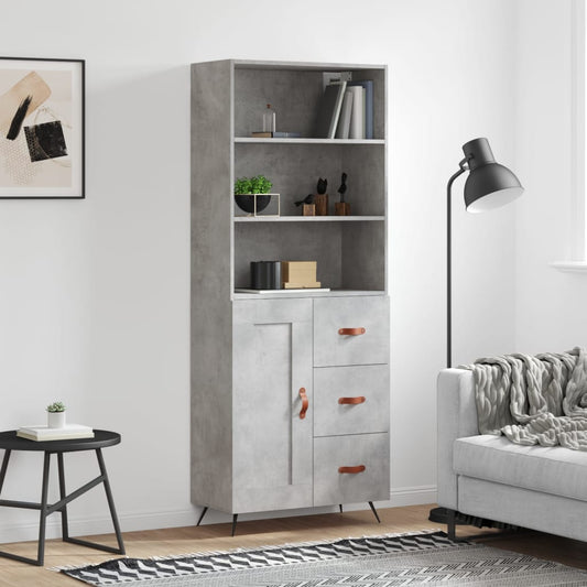 Berkfield Highboard Concrete Grey 69.5x34x180 cm Engineered Wood