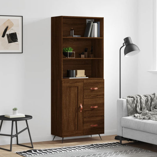 Berkfield Highboard Brown Oak 69.5x34x180 cm Engineered Wood