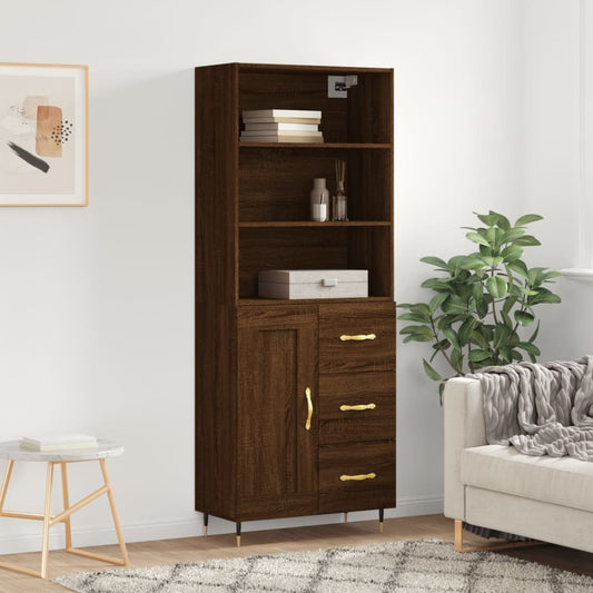 Berkfield Highboard Brown Oak 69.5x34x180 cm Engineered Wood
