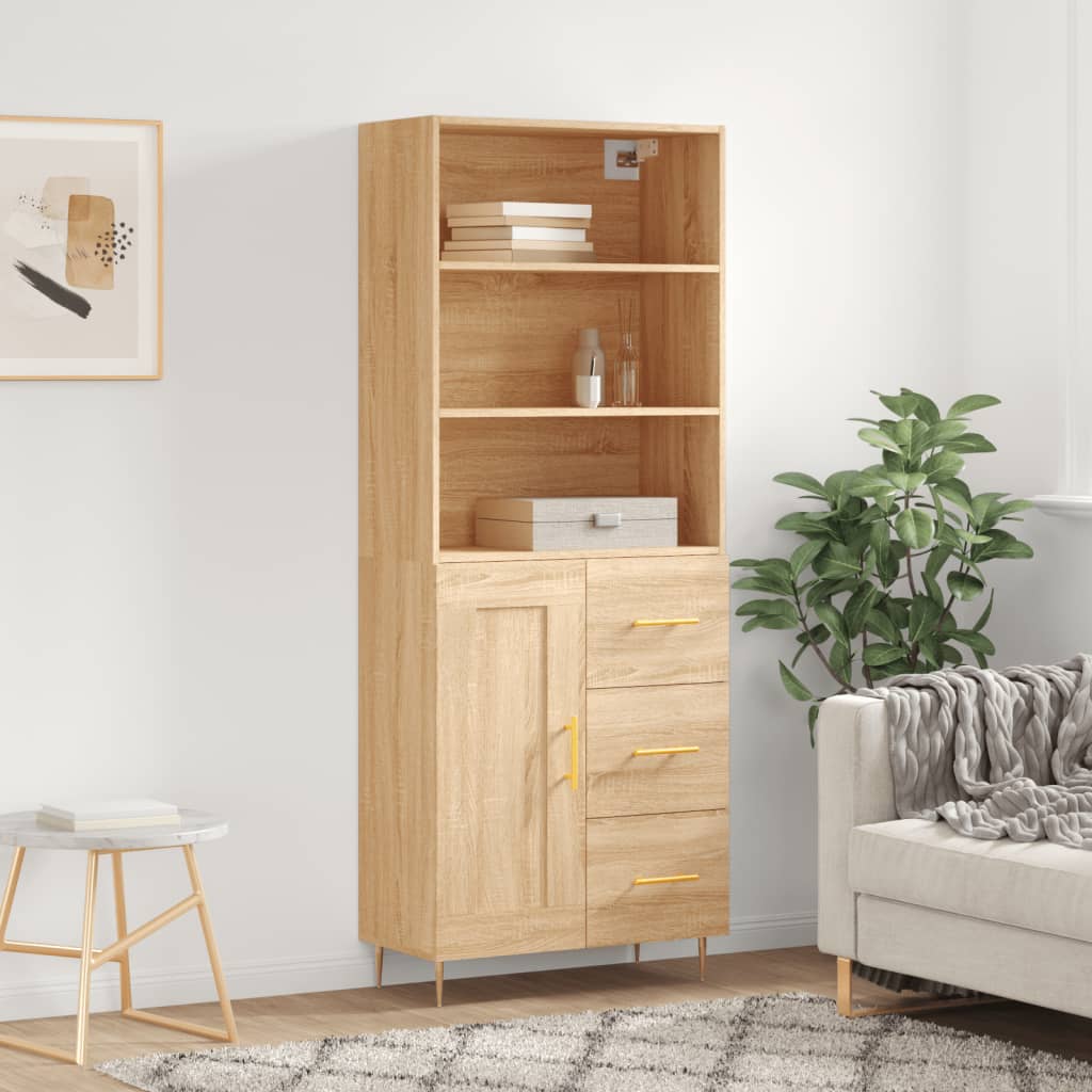 Berkfield Highboard Sonoma Oak 69.5x34x180 cm Engineered Wood