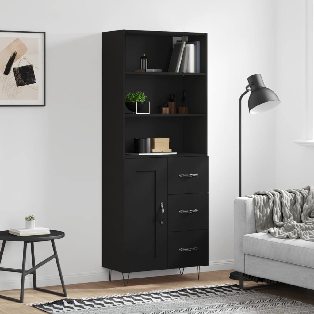 Berkfield Highboard Black 69.5x34x180 cm Engineered Wood