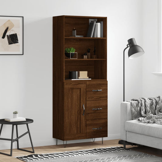 Berkfield Highboard Brown Oak 69.5x34x180 cm Engineered Wood