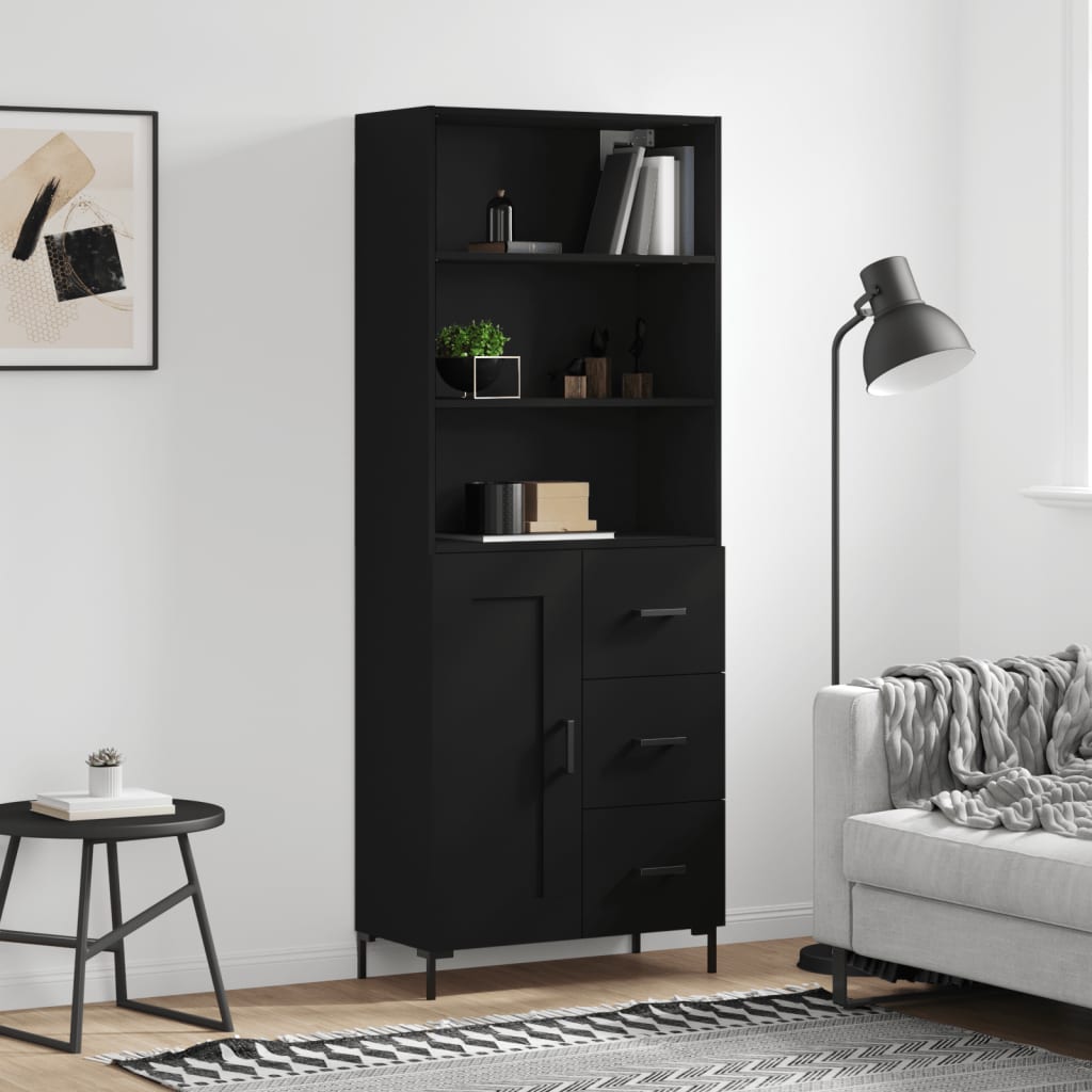 Berkfield Highboard Black 69.5x34x180 cm Engineered Wood