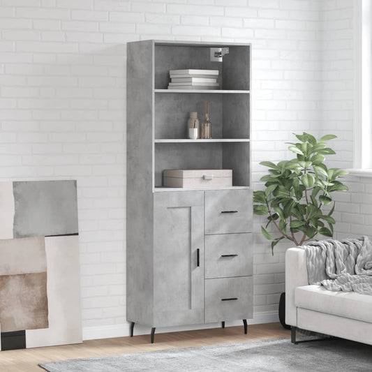 Berkfield Highboard Concrete Grey 69.5x34x180 cm Engineered Wood