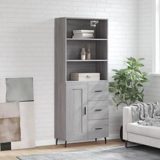 Berkfield Highboard Grey Sonoma 69.5x34x180 cm Engineered Wood