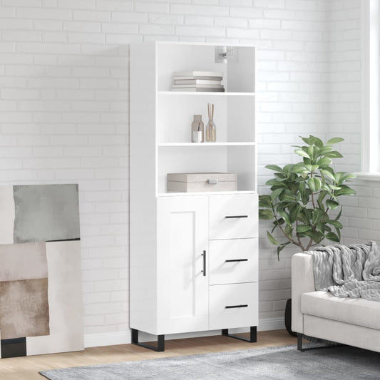Berkfield Highboard High Gloss White 69.5x34x180 cm Engineered Wood