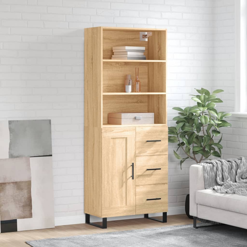 Berkfield Highboard Sonoma Oak 69.5x34x180 cm Engineered Wood