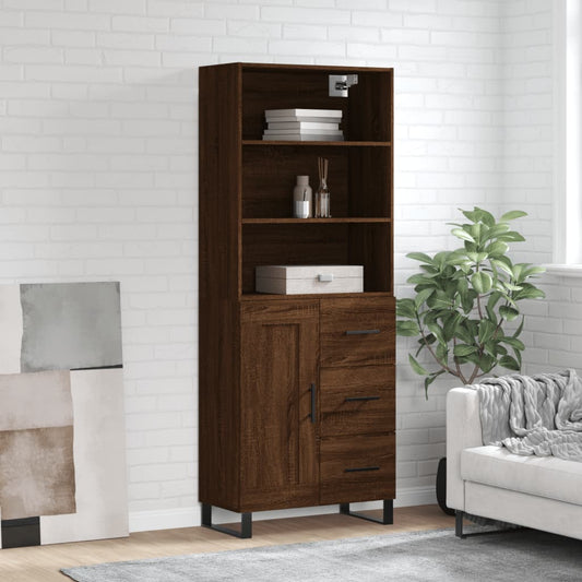 Berkfield Highboard Brown Oak 69.5x34x180 cm Engineered Wood