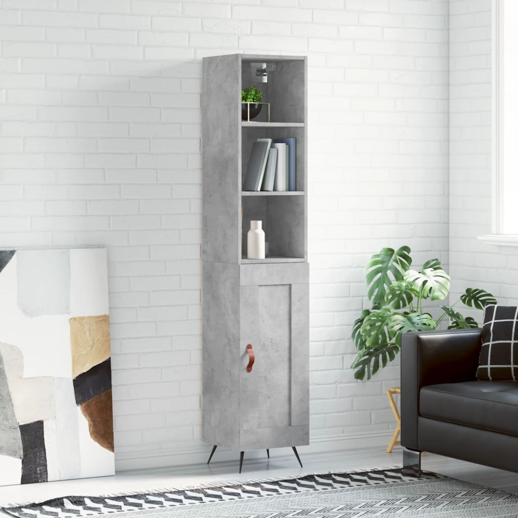 Berkfield Highboard Concrete Grey 34.5x34x180 cm Engineered Wood