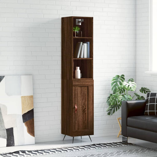 Berkfield Highboard Brown Oak 34.5x34x180 cm Engineered Wood