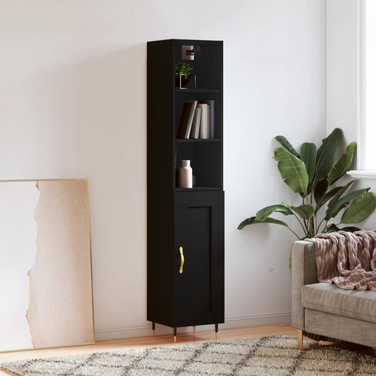 Berkfield Highboard Black 34.5x34x180 cm Engineered Wood