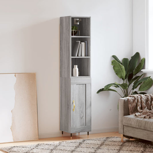 Berkfield Highboard Grey Sonoma 34.5x34x180 cm Engineered Wood