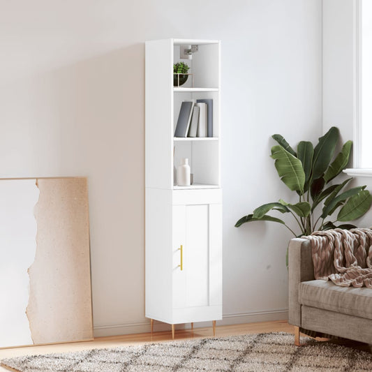 Berkfield Highboard White 34.5x34x180 cm Engineered Wood