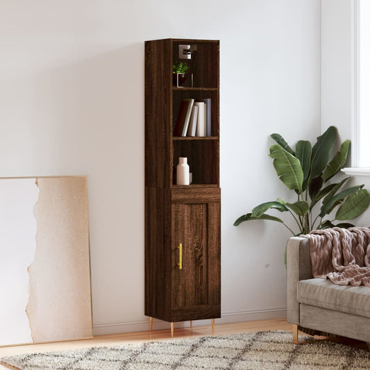 Berkfield Highboard Brown Oak 34.5x34x180 cm Engineered Wood