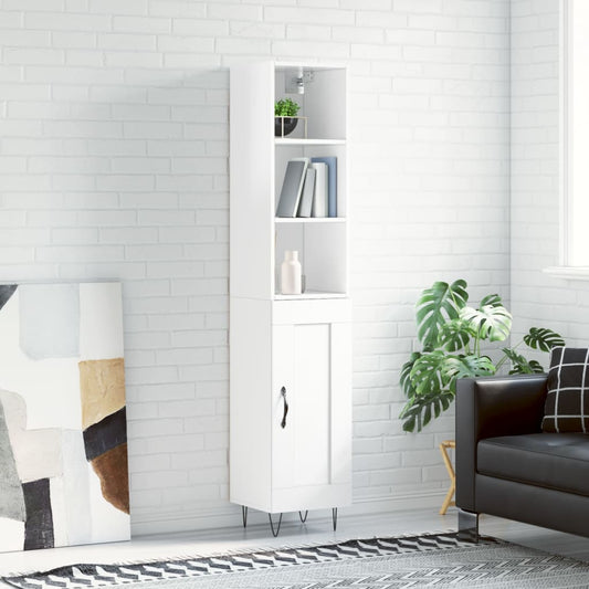 Berkfield Highboard High Gloss White 34.5x34x180 cm Engineered Wood