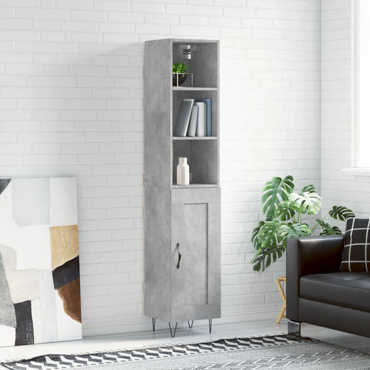 Berkfield Highboard Concrete Grey 34.5x34x180 cm Engineered Wood
