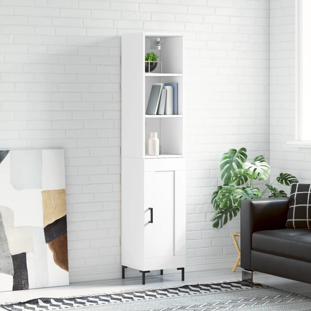 Berkfield Highboard White 34.5x34x180 cm Engineered Wood