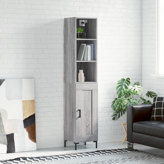 Berkfield Highboard Grey Sonoma 34.5x34x180 cm Engineered Wood