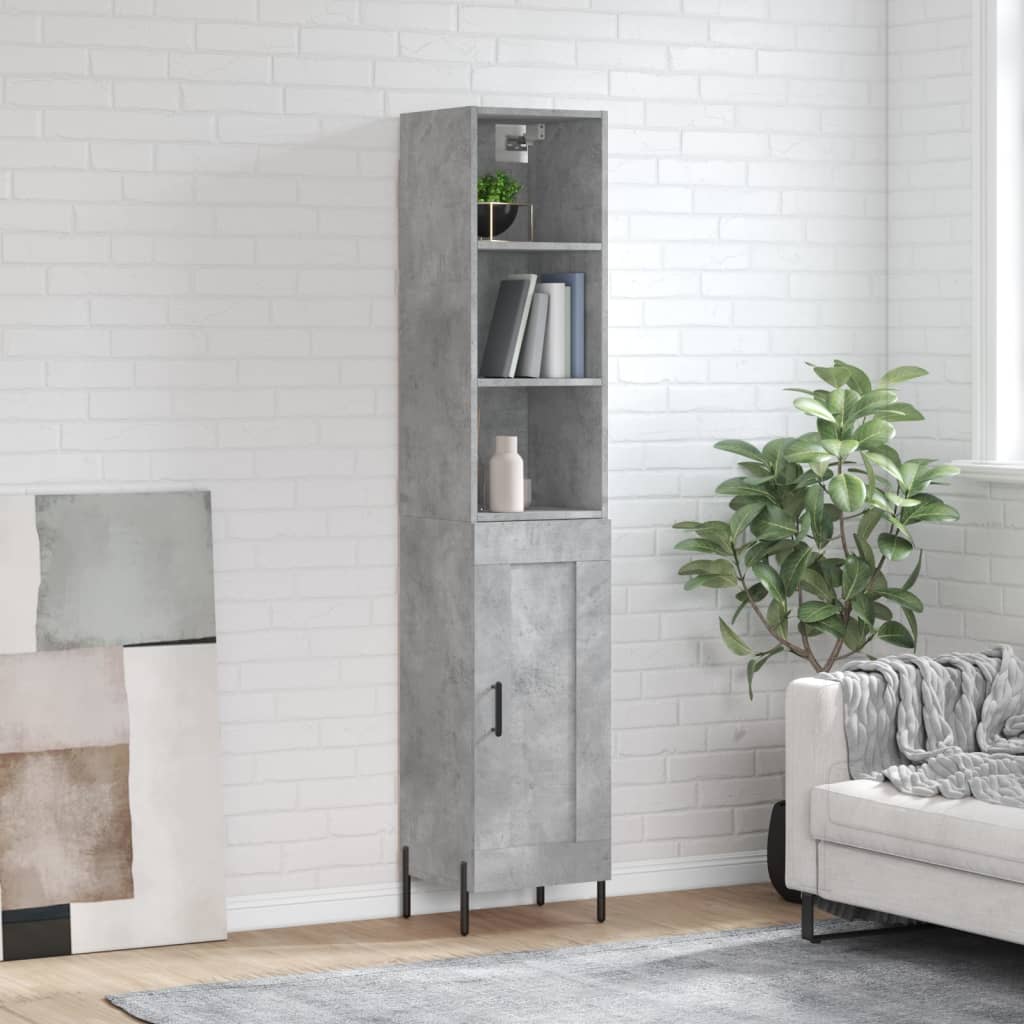 Berkfield Highboard Concrete Grey 34.5x34x180 cm Engineered Wood